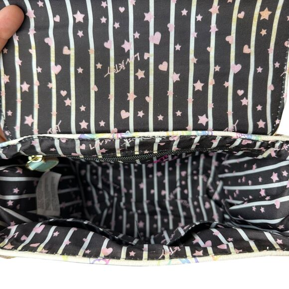 Betsey Johnson Luv Pastel Rose Butterfly White Crossbody Snap Handbag Y2K Spring - Picture 8 of 13